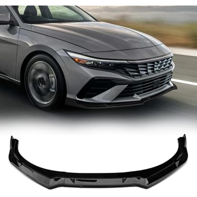 LONGDING 3PCS Front Bumper Lip Compatible with Hyundai Elantra Sedan 4-Door 2024-2025,Glossy Black Front Bumper Splitter Kit - Image 1