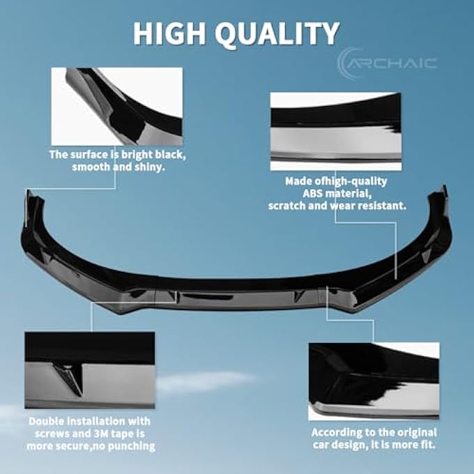 LONGDING 3PCS Front Bumper Lip Compatible with Hyundai Elantra Sedan 4-Door 2024-2025,Glossy Black Front Bumper Splitter Kit - Image 2