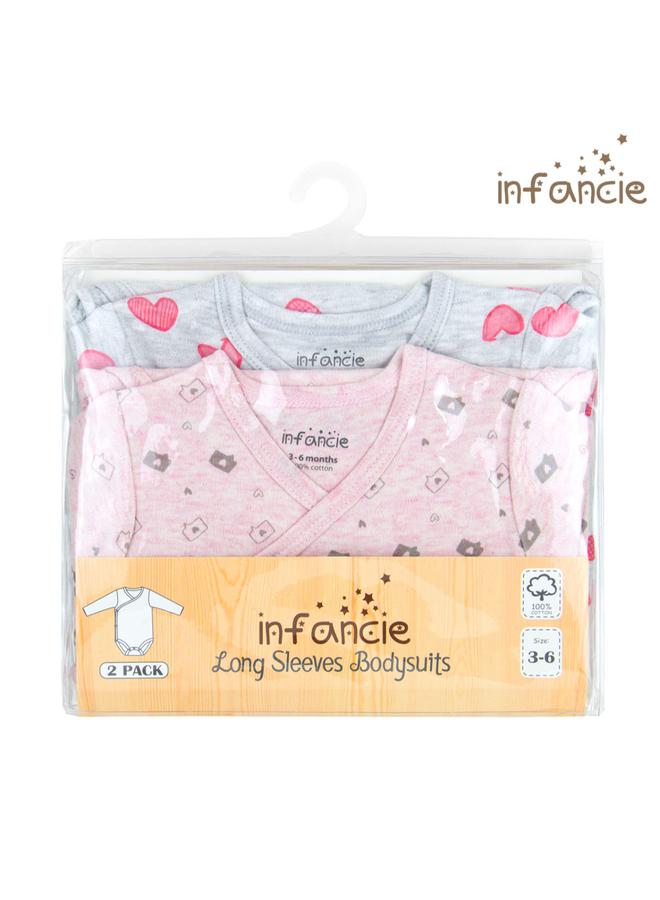 infancie Pack Of 2 - Heart Print Wrap Bodysuit - Image 4