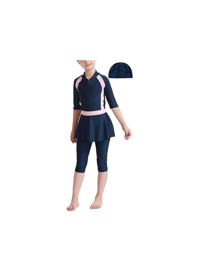 Muslim Swimsuit for Kids Girls Full Cover Islamic Bathing Suit Hijab Burkini Swimwear - Image 1