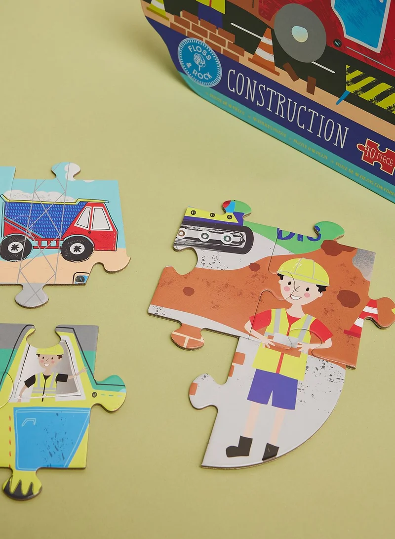 Floss & Rock Construction 40Pc "Truck" Shaped Jigsaw With Shaped Box