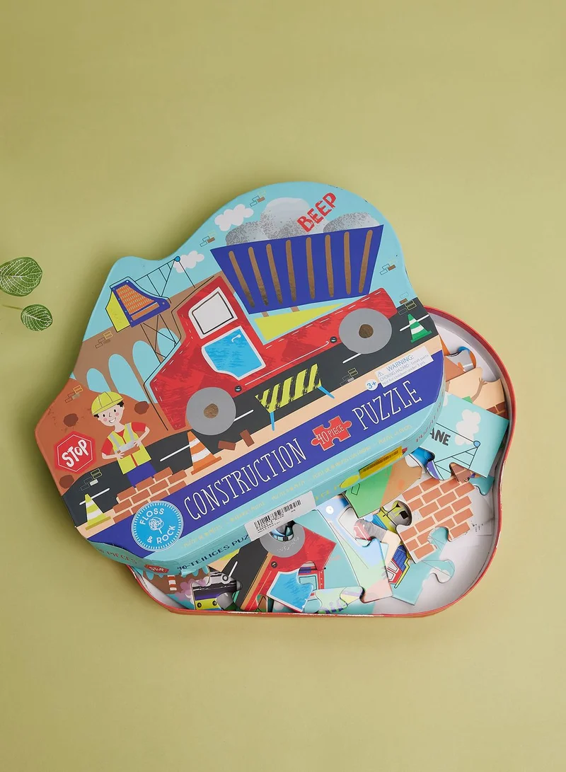 Floss & Rock Construction 40Pc "Truck" Shaped Jigsaw With Shaped Box