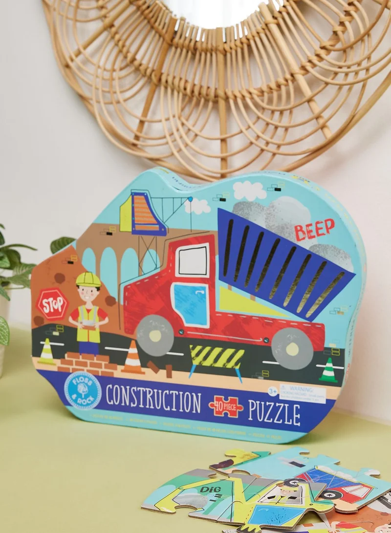 Floss & Rock Construction 40Pc "Truck" Shaped Jigsaw With Shaped Box