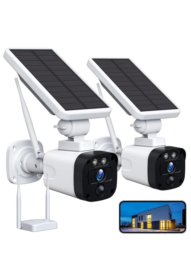 Generic - Camcamp 4MP Wireless Solar WiFi Surveillance Camera Kit, Video Surveillance Kit with 2 x 4MP External Battery, Outdoor Solar Camera, 2-Way Audio, Human Detection, IP65 - Image 1
