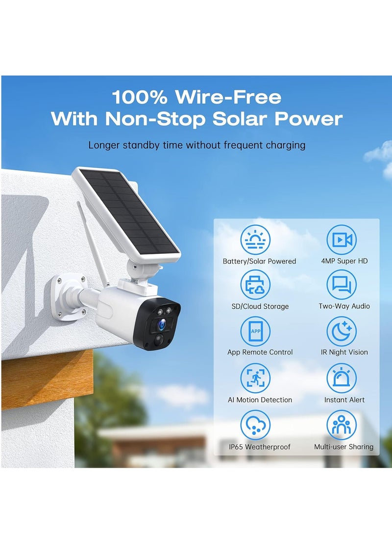 Generic - Camcamp 4MP Wireless Solar WiFi Surveillance Camera Kit, Video Surveillance Kit with 2 x 4MP External Battery, Outdoor Solar Camera, 2-Way Audio, Human Detection, IP65 - Image 1