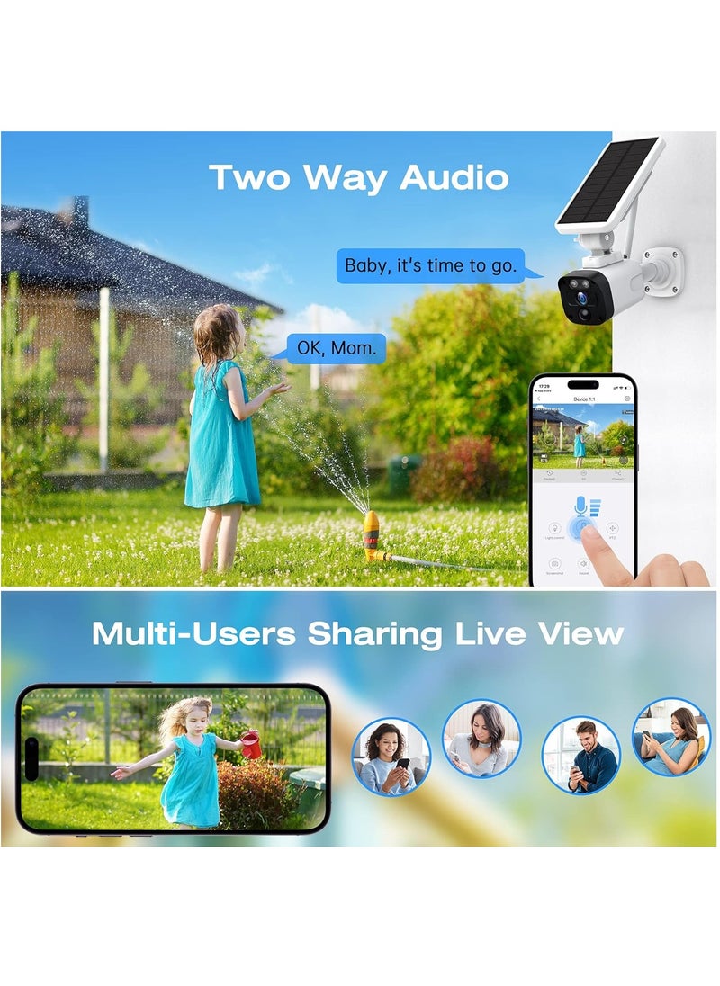 Generic - Camcamp 4MP Wireless Solar WiFi Surveillance Camera Kit, Video Surveillance Kit with 2 x 4MP External Battery, Outdoor Solar Camera, 2-Way Audio, Human Detection, IP65 - Image 1