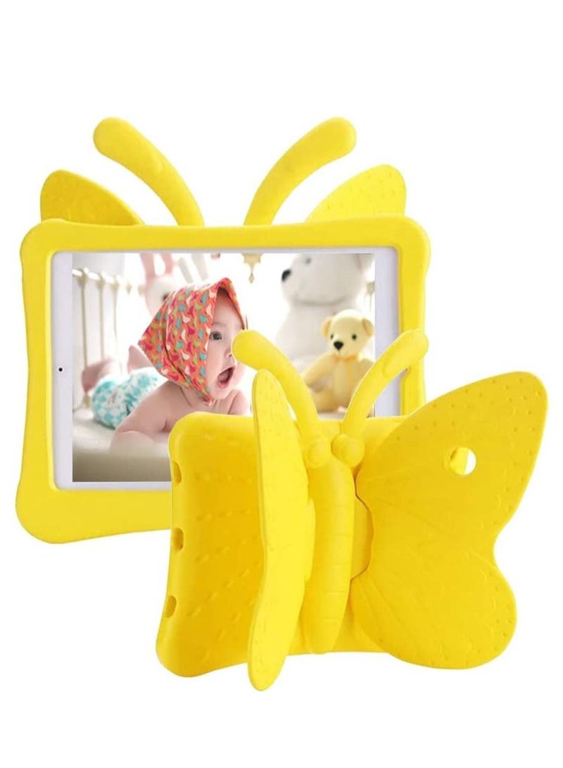 iPad 6th Generation Case for Kids, iPad 9.7 Case, Light Weight Shockproof EVA Foam Protective Tablet Stand Cover Holder for Apple iPad Air/ Air 2 iPad 9.7 2017/ 2018 - Cute Butterfly, Yellow - Image 1