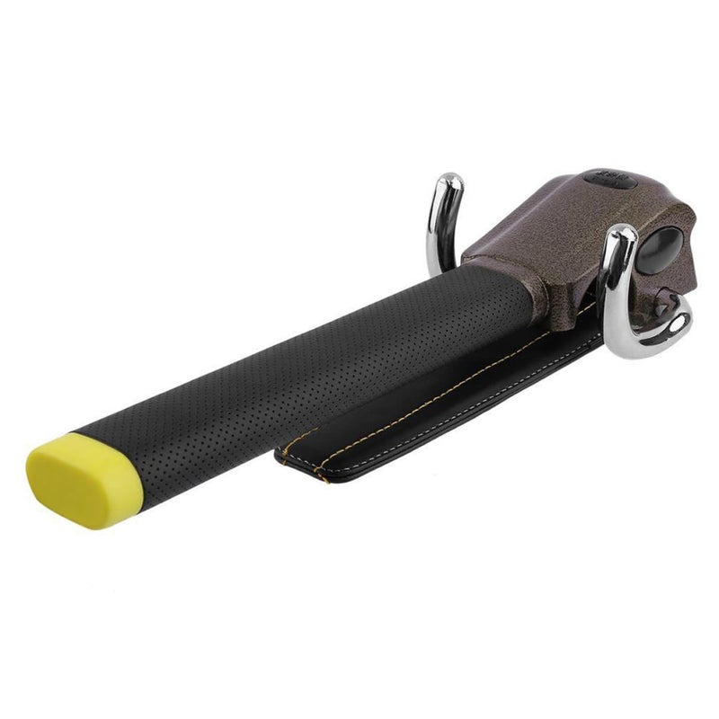 Foldable Aluminum Alloy Steering Wheel Lock Security Device with Fork Handle Black - Image 2