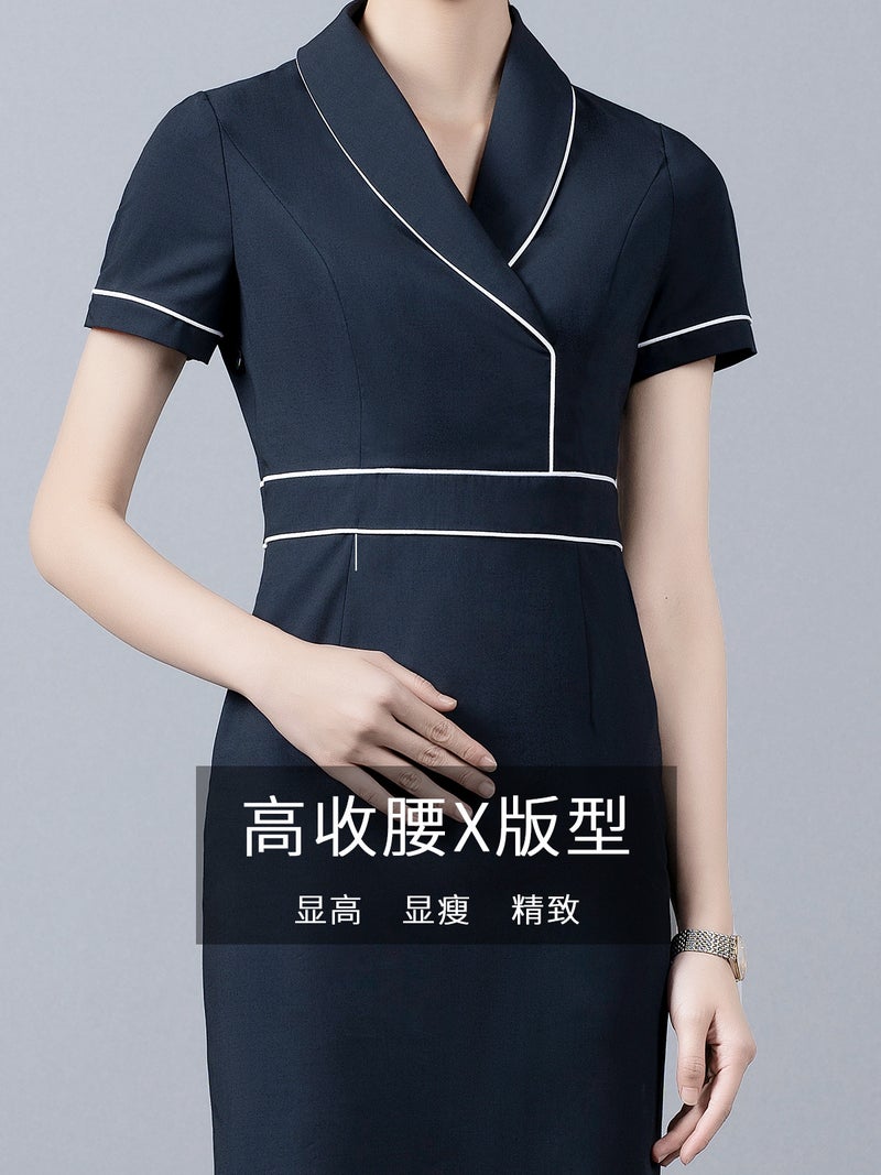 Navy Blue Professional Dress Women'S Summer Front Desk Reception Work Wear Beautician Work Clothes High-End Club - Image 5