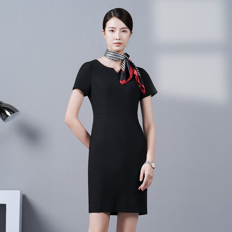Navy Blue Professional Dress Women'S Summer Front Desk Reception Work Wear Beautician Work Clothes High-End Club - Image 1