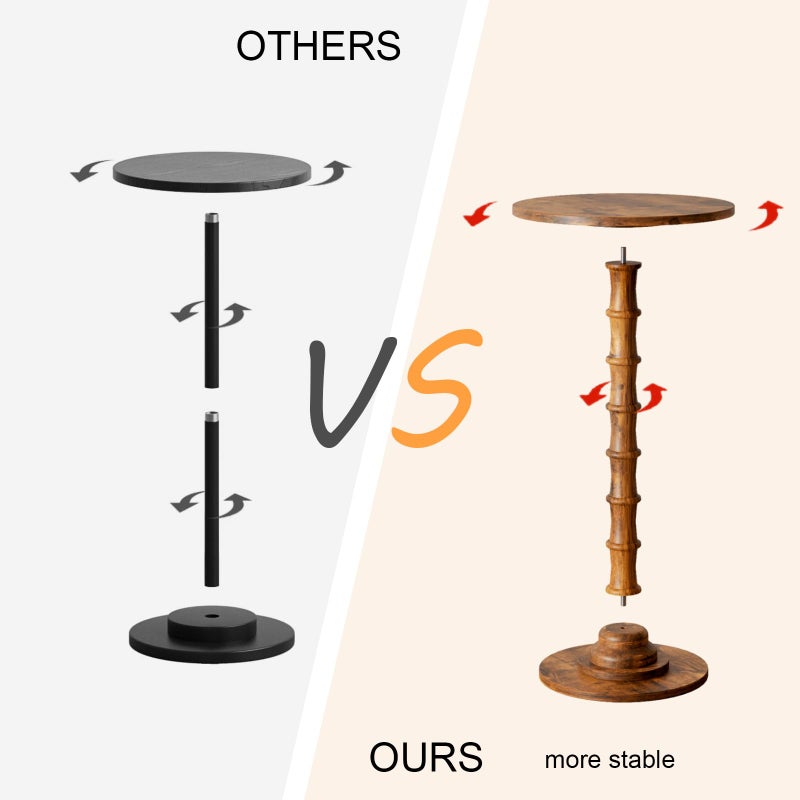 Leomonio Round Side Table, Modern Drink Table for Small Spaces, Small End Table with Solid Wood Leg for Living Room, Bedroom, Corners, and Office (Rustic Brown) - Image 4