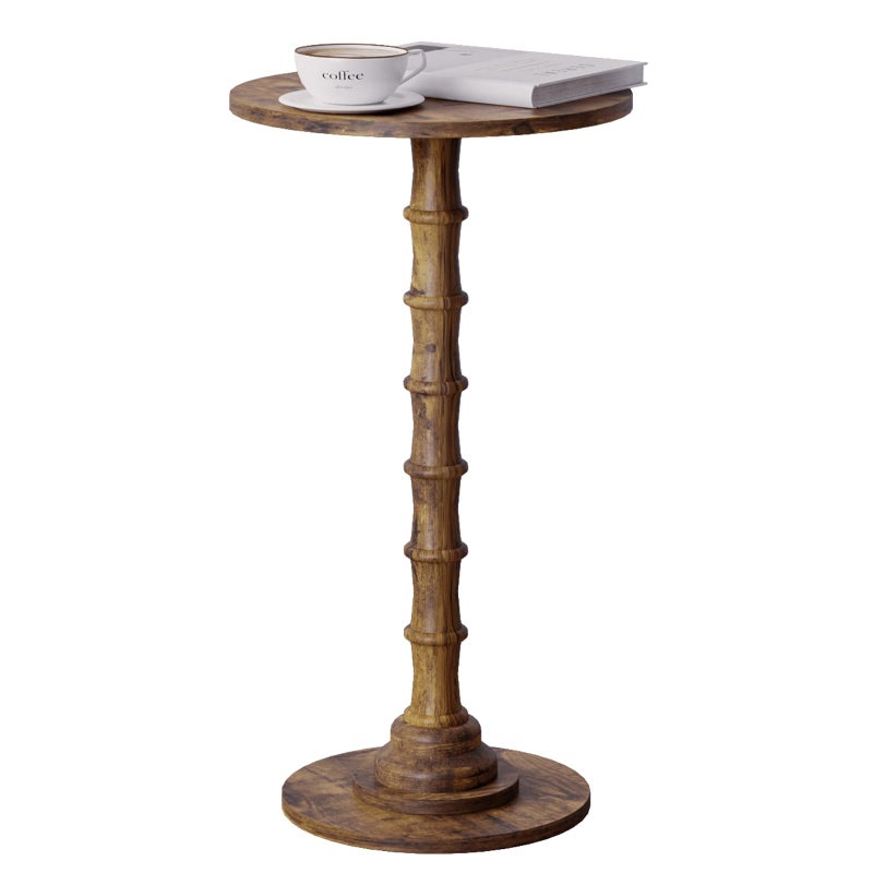 Leomonio Round Side Table, Modern Drink Table for Small Spaces, Small End Table with Solid Wood Leg for Living Room, Bedroom, Corners, and Office (Rustic Brown) - Image 1