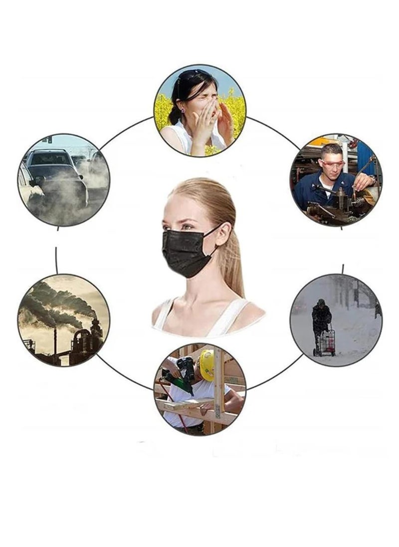 Generic 50-Piece 3-Layer Disposable Black Face Mask For Adults  - Image 2