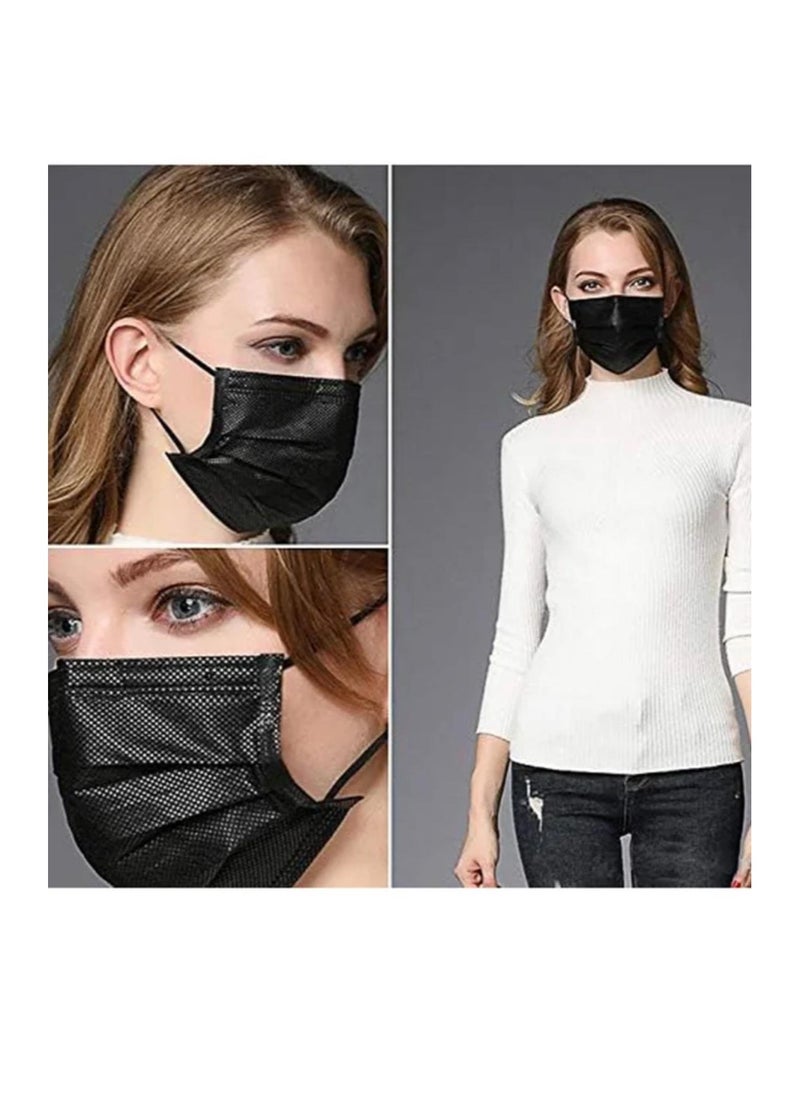 Generic 50-Piece 3-Layer Disposable Black Face Mask For Adults  - Image 3