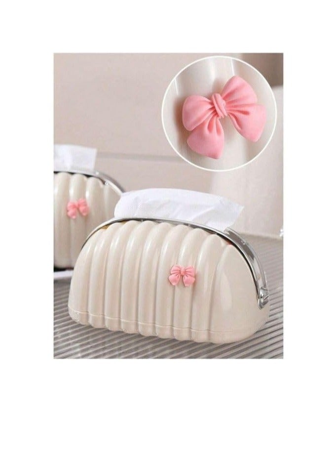 Elegant Handbag Tissue Box, Luxury Decorative Bow Design, Durable Plastic Tissue Box with Cover, Perfect for Home, Office, Car  - Image 3