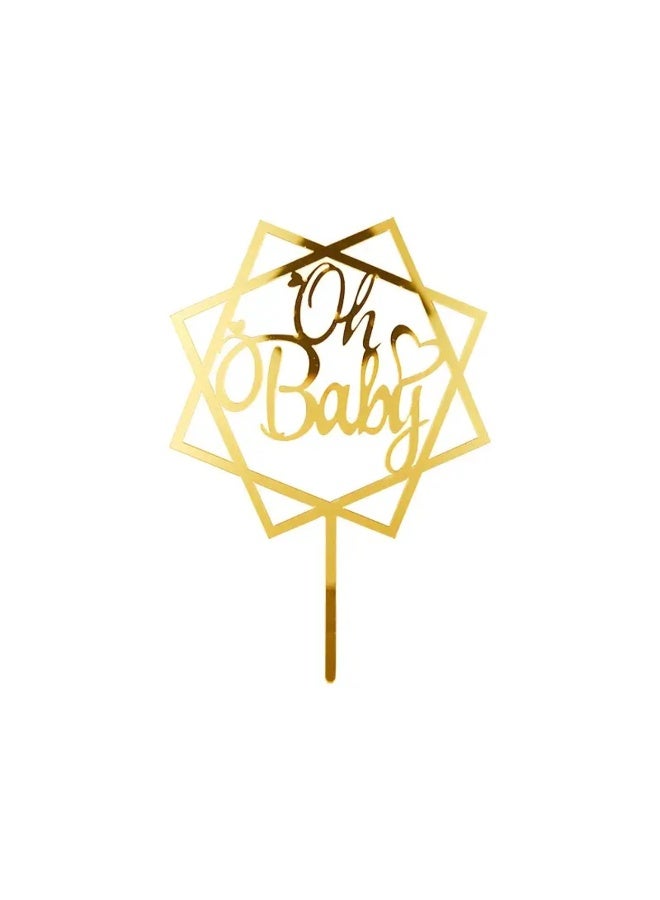 Elegant Oh Baby Cake Topper Perfect for Baby Showers, Birthdays, And Weddings, Durable, Reusable, Easy to Assemble, Golden Acrylic, Suitable for Cake Decor, Dessert Tables, And Baking Supplies - Image 3