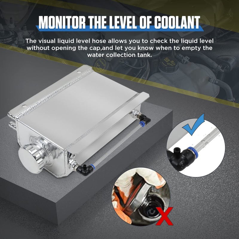 DUOYI Coolant Overflow Tank Universal 2L Aluminum Coolant Reservoir with Level Indicator Radiator Overflow Tank Automotive Engine Cooling System Recovery Kits Compatible with Most Cars - Image 5