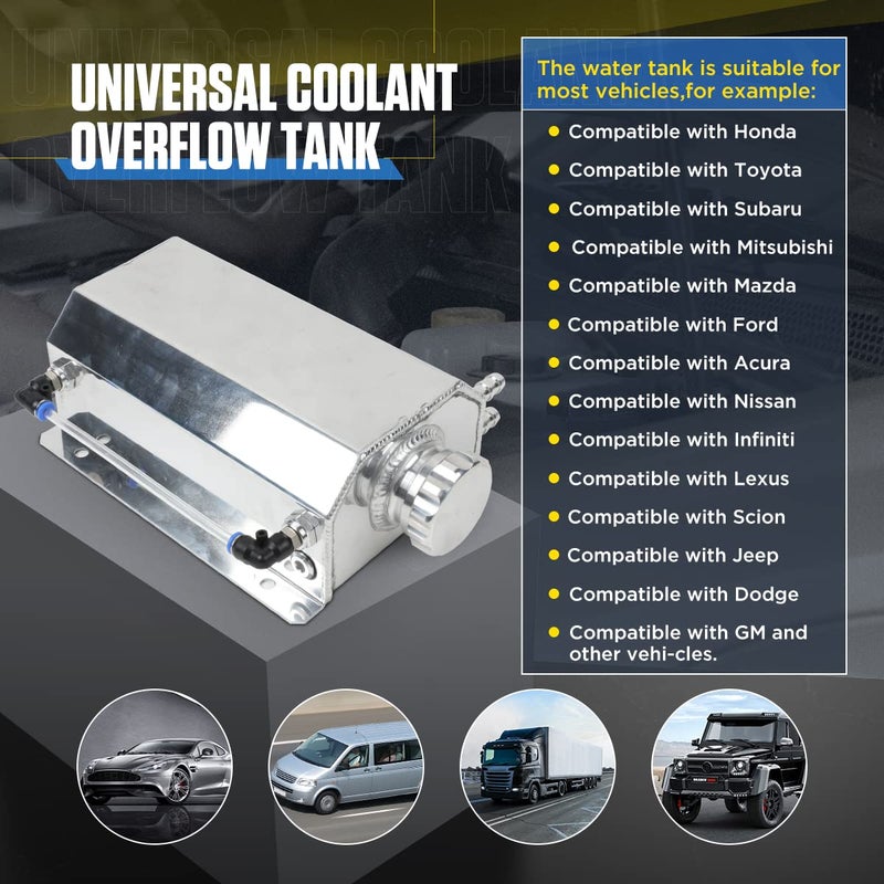 DUOYI Coolant Overflow Tank Universal 2L Aluminum Coolant Reservoir with Level Indicator Radiator Overflow Tank Automotive Engine Cooling System Recovery Kits Compatible with Most Cars - Image 3