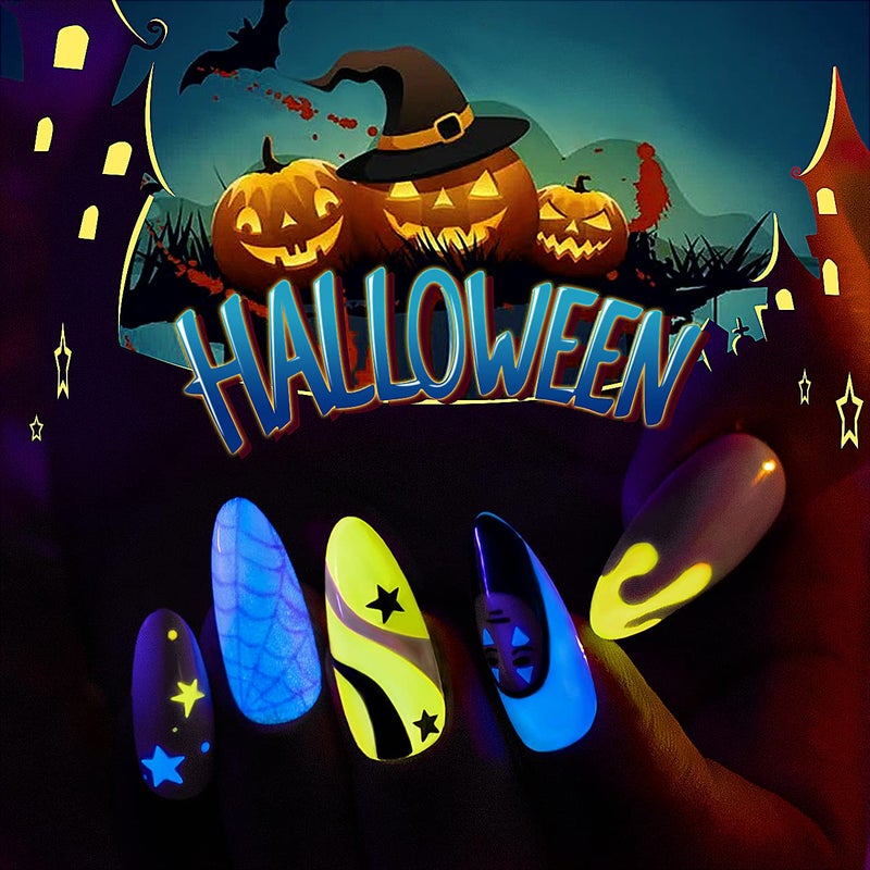 RARJSM Nail Art Gel Set, Glow In The Dark Gel Liner Nail Art Polish Luminous Design Nailpolish Neon Fluorescent Drawing Painting NailArt Polish Neon Colors - Image 2