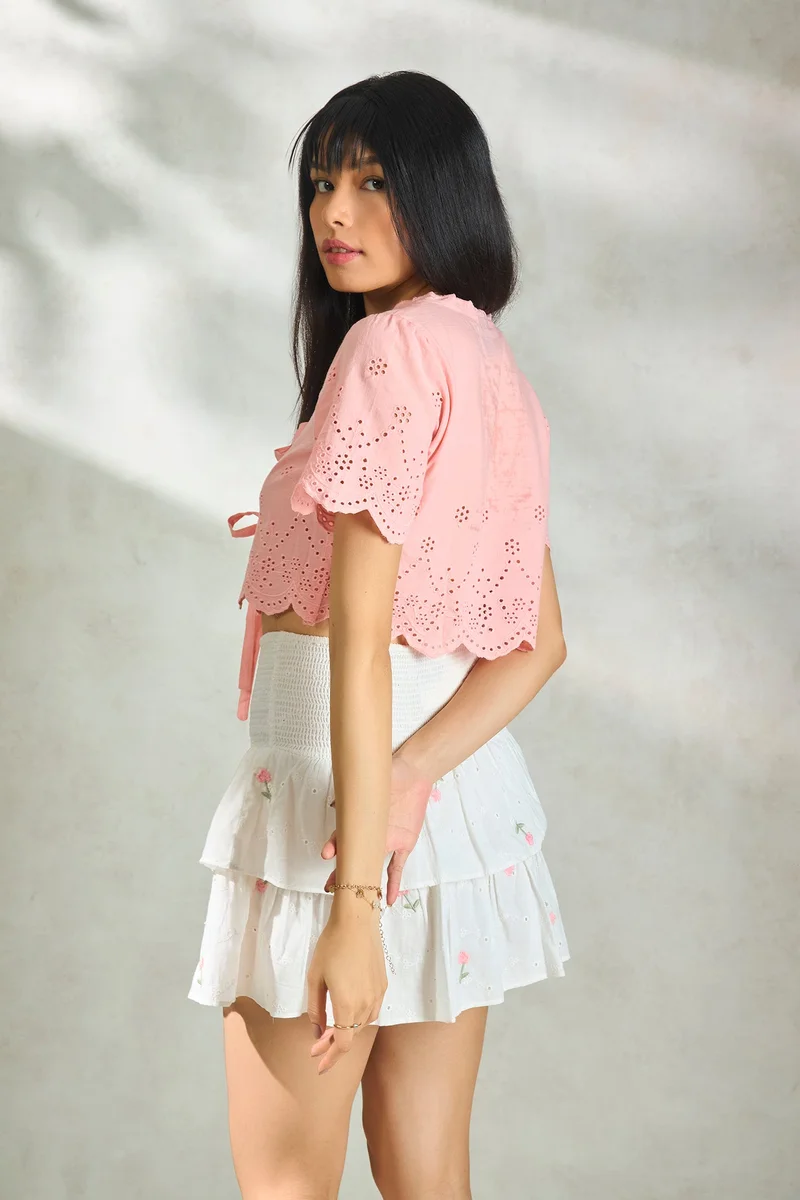 Virgio Cotton Schiffli Daywear Tops for Women