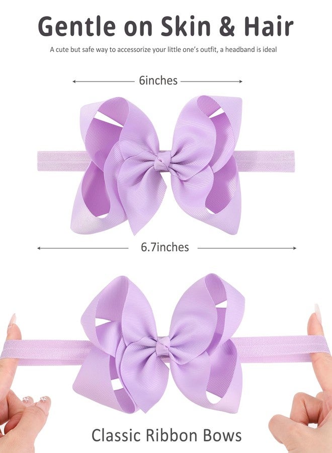 jollybows 20pcs Baby Girls Grosgrain Ribbon Hair Bows Headbands 6" Elastic Hair Band Hair Accessories for Infants Newborn (Multicoloured 6“ Bows Elastic Headband) - Image 3