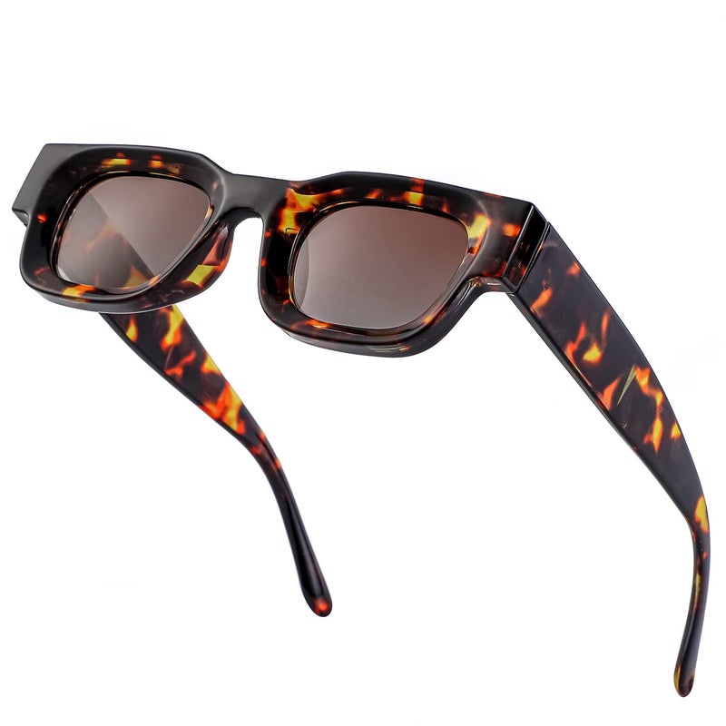 EYLRIM Thick Square Frame Sunglasses for Women Men Chunky Rectangle Polarized Sunglasses UV400 Protection(A2 Tortoise/Gradient Brown) - Image 1