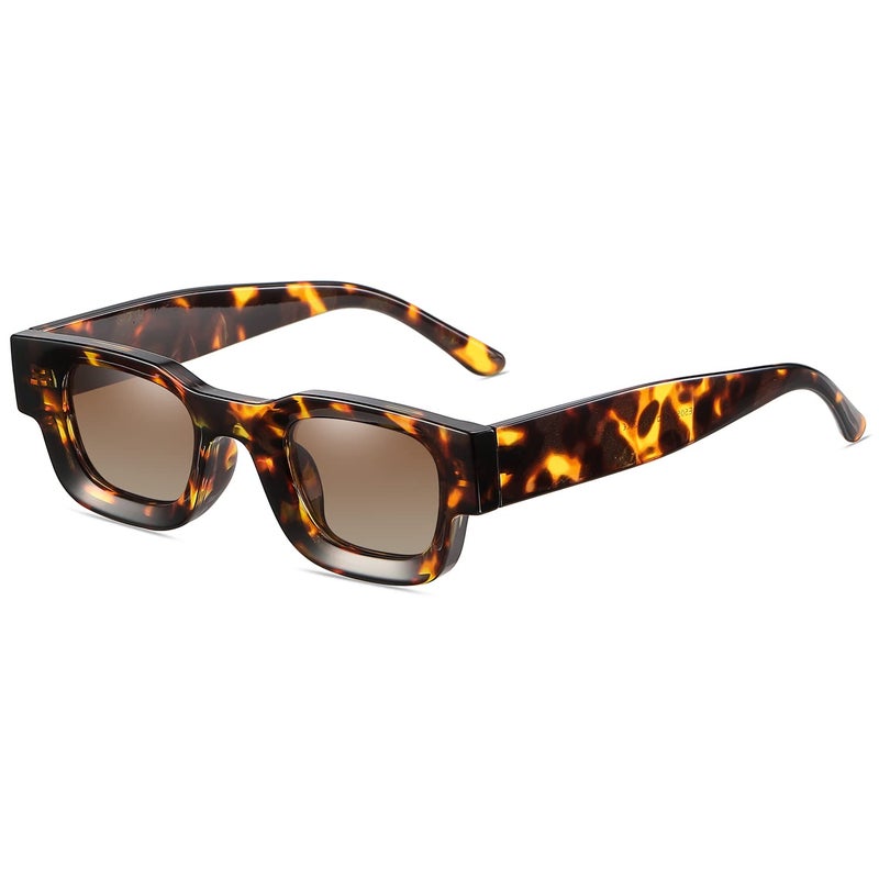 EYLRIM Thick Square Frame Sunglasses for Women Men Chunky Rectangle Polarized Sunglasses UV400 Protection(A2 Tortoise/Gradient Brown) - Image 4