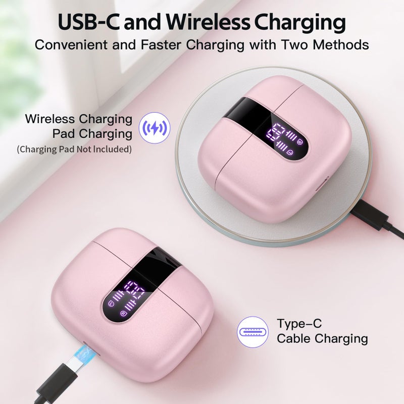TAGRY Bluetooth Headphones True Wireless Earbuds 60H Playback LED Power Display Earphones with Wireless Charging Case IPX5 Waterproof in-Ear Ear buds with Mic for TV Smart Phone Laptop Computer Sports - Image 3