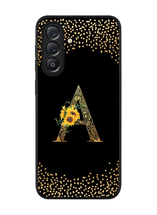 Stylizedd For Samsung Galaxy A56 5G Case,Slim fit Camera Protection, Shockproof Thin Phone cover  - Custom Floral Monogram - A ( Black ) - Image 1
