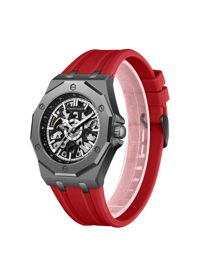 Kenneth Scott Men's Silicone Automatic Watch K25301-XSRB - 44.3x54 mm