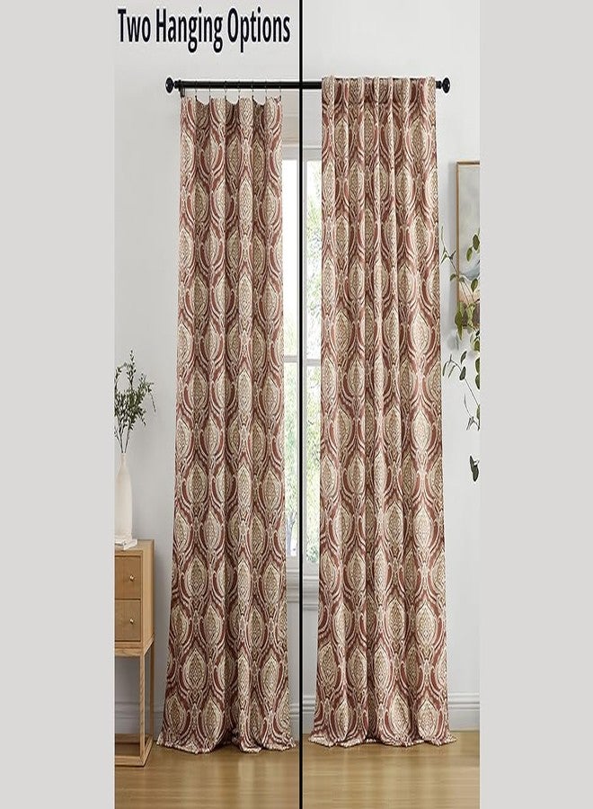 HLC.ME Messina Paisley Printed Semi Blackout Floral Curtains for Bedroom, 84 Inch Long - Patterned Red Curtains Floral for Living Room, Set of 2 (52 W x 84 L per Panel, Spice Red) - Image 2