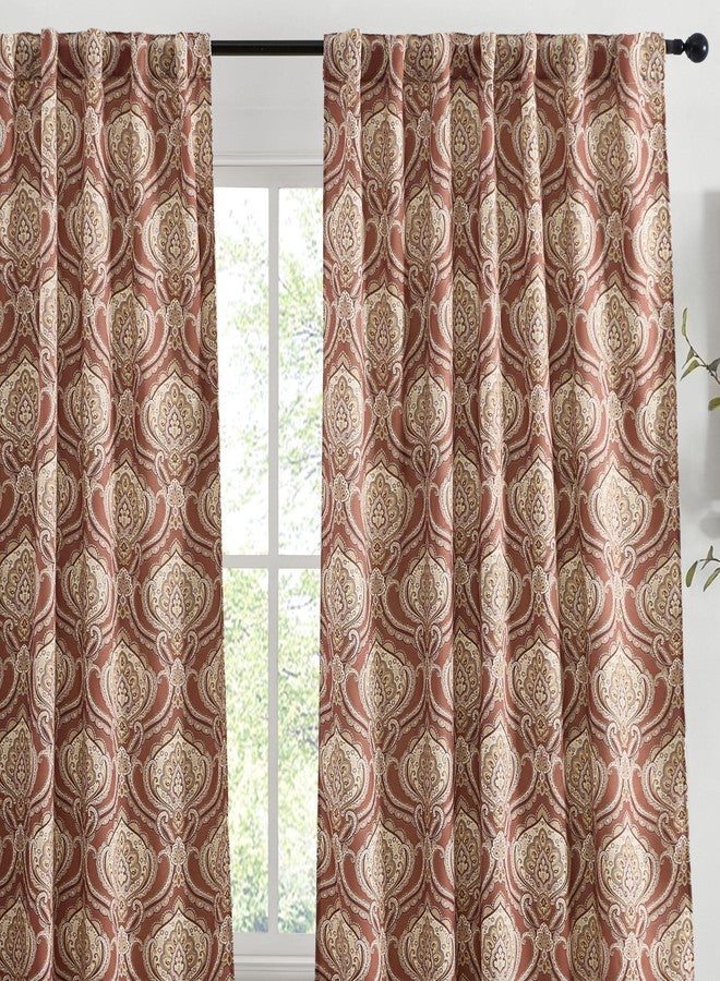 HLC.ME Messina Paisley Printed Semi Blackout Floral Curtains for Bedroom, 84 Inch Long - Patterned Red Curtains Floral for Living Room, Set of 2 (52 W x 84 L per Panel, Spice Red) - Image 1