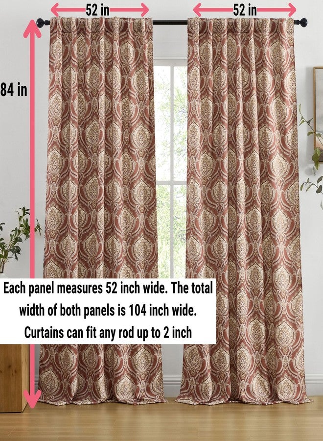 HLC.ME Messina Paisley Printed Semi Blackout Floral Curtains for Bedroom, 84 Inch Long - Patterned Red Curtains Floral for Living Room, Set of 2 (52 W x 84 L per Panel, Spice Red) - Image 3