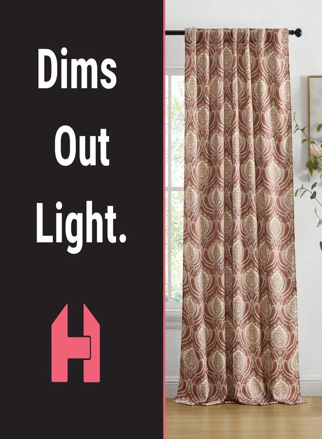 HLC.ME Messina Paisley Printed Semi Blackout Floral Curtains for Bedroom, 84 Inch Long - Patterned Red Curtains Floral for Living Room, Set of 2 (52 W x 84 L per Panel, Spice Red) - Image 4
