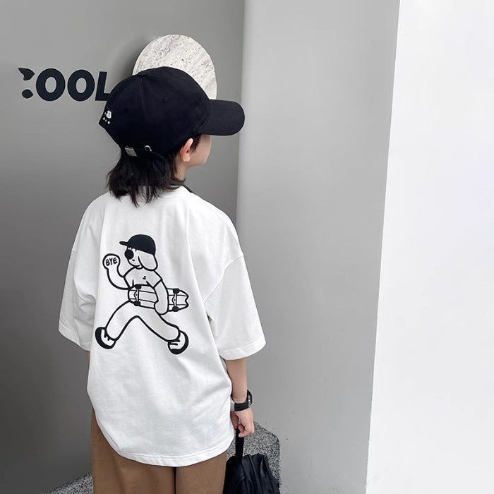 Boys And Girls Short-Sleeved Cotton T-Shirt 2024 Summer Loose Top Mid-Large Children'S Printed Children'S Half-Sleeved T-Shirt - Image 1