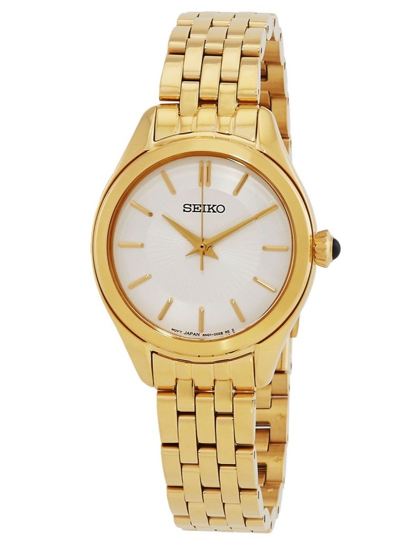 سيكو Classic Women’s Watch SUR538P1, 29 mm White Dial, Gold-Tone Stainless Steel Case & Bracelet, 50 m WR - Image 2