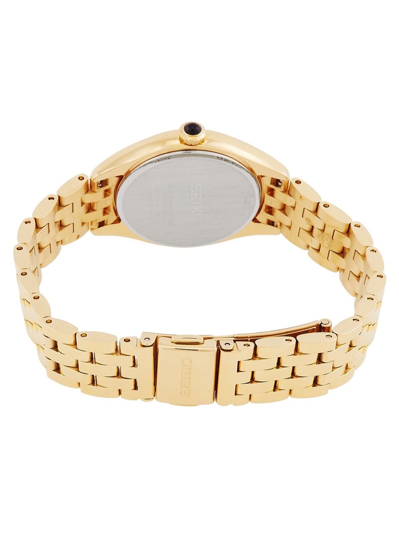 سيكو Classic Women’s Watch SUR538P1, 29 mm White Dial, Gold-Tone Stainless Steel Case & Bracelet, 50 m WR - Image 3