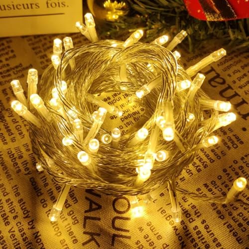 KHIZAR 10M 100 LED Christmas Fairy String Lights | Waterproof Garland for Outdoor & Indoor Decoration | Xmas Tree, Home, Party, Wedding, Garden Decor | Festival Fairy Lights (Warm White) - Image 1