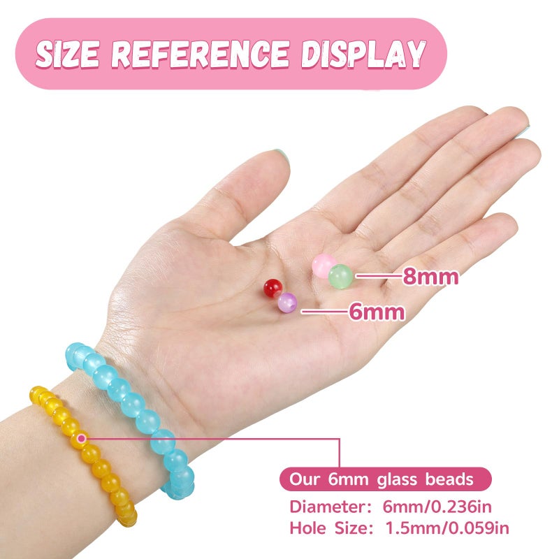 Funtopia 1368pcs 6mm Glass Beads for Bracelets, 34 Colors Crystal Beads for Jewelry Making, Funtopia Round Glass Beads for DIY Earrings Necklace Crafts with Spacer Beads and Charms, Solid and Gradient Colors - Image 4