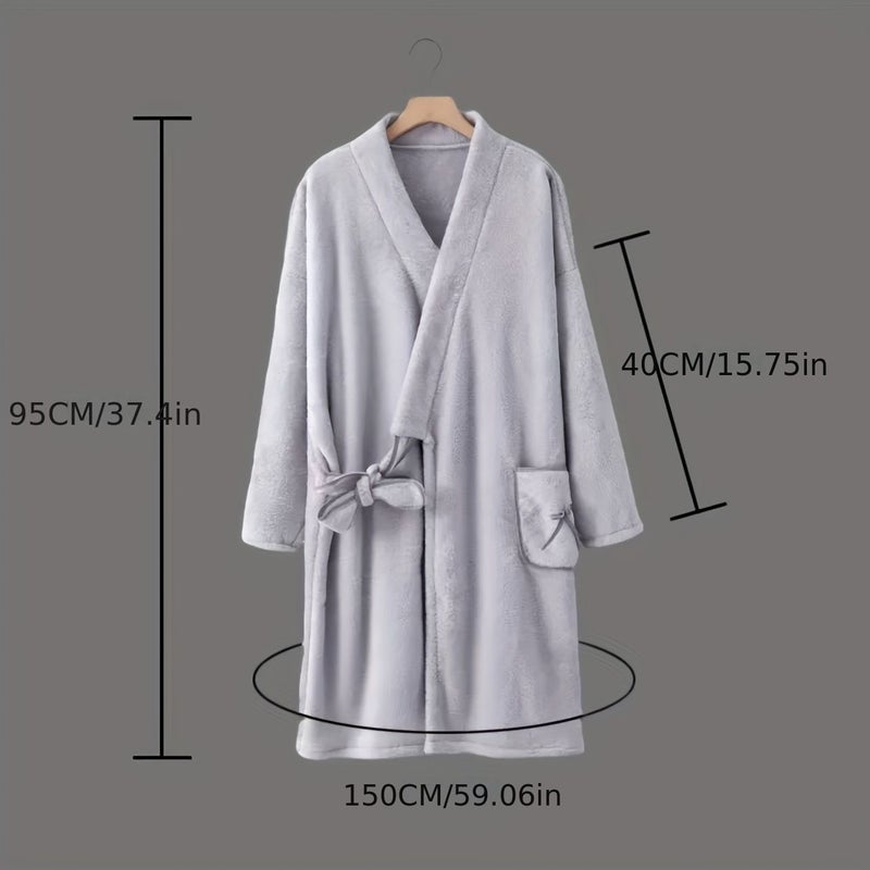Light Brown Plush Bathrobe for Couples Highly Absorbent Soft Towels - Image 3