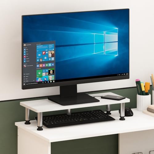 Furinno TurnNTube Monitor Riser Stand White Oak Stainless Steel Tubes - Image 3