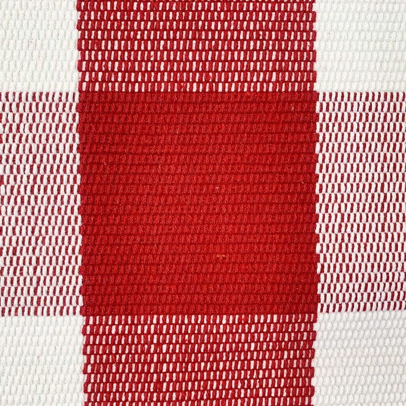 USTIDE Buffalo Check Plaid Doormat Red and White 2 'x3 'Hand Woven Cotton Plaid Rugs Farmhouse Layered Door Perfect for Front Door Porch Outdoor Rug - Image 4
