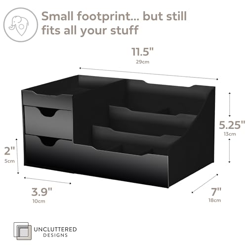 Uncluttered Designs Large Black Vanity Organizer - Countertop Mens Organizer With Drawers for Cologne, Deodorant, Beard, Shaving Lotion, Perfume & Skincare - Perfect for Bathroom & Bedroom Storage - Image 3