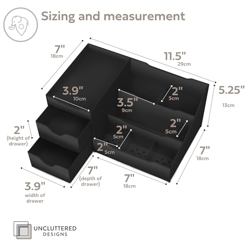 Uncluttered Designs Large Black Vanity Organizer - Countertop Mens Organizer With Drawers for Cologne, Deodorant, Beard, Shaving Lotion, Perfume & Skincare - Perfect for Bathroom & Bedroom Storage - Image 2