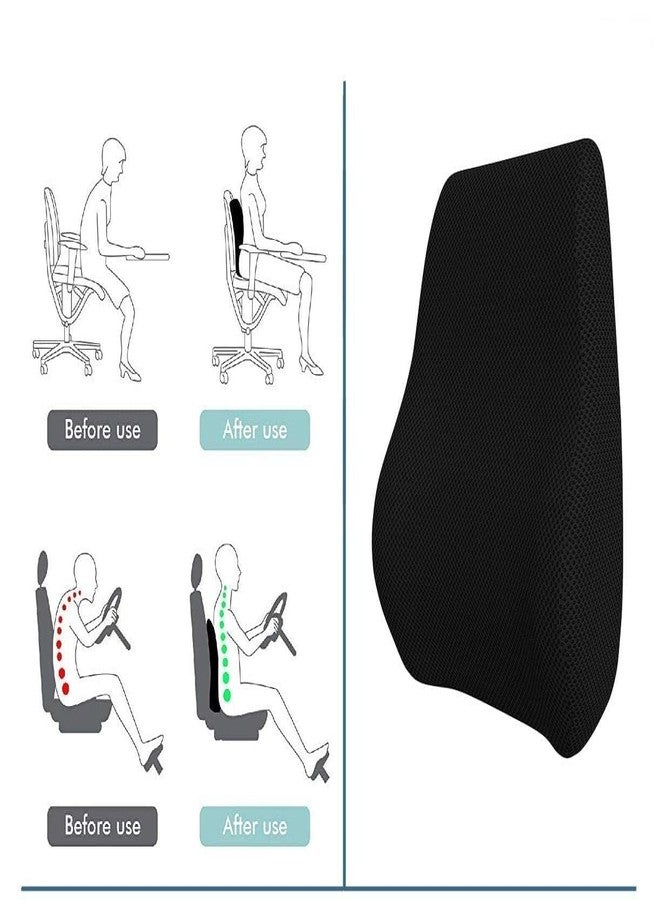 Backfit ® Car Backrest Support Chair and Car Seat for Back Pain Multipurpose Design Lower Backrest Comfort Cushion Back Support (L-Black) (Type 4) - Image 2