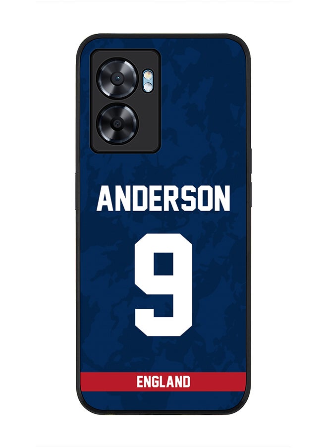 Rugged Black Edge Case for Oppo A57, Slim fit Soft Case Flexible Rubber Edges Thin Cover - Player Name - James Anderson, Jersey Number- 9