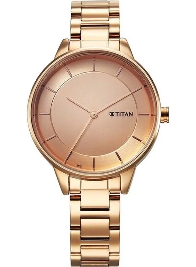 TITAN Women's Analog Display Watch With Rose Gold Stainless Steel Strap - 2648WM06