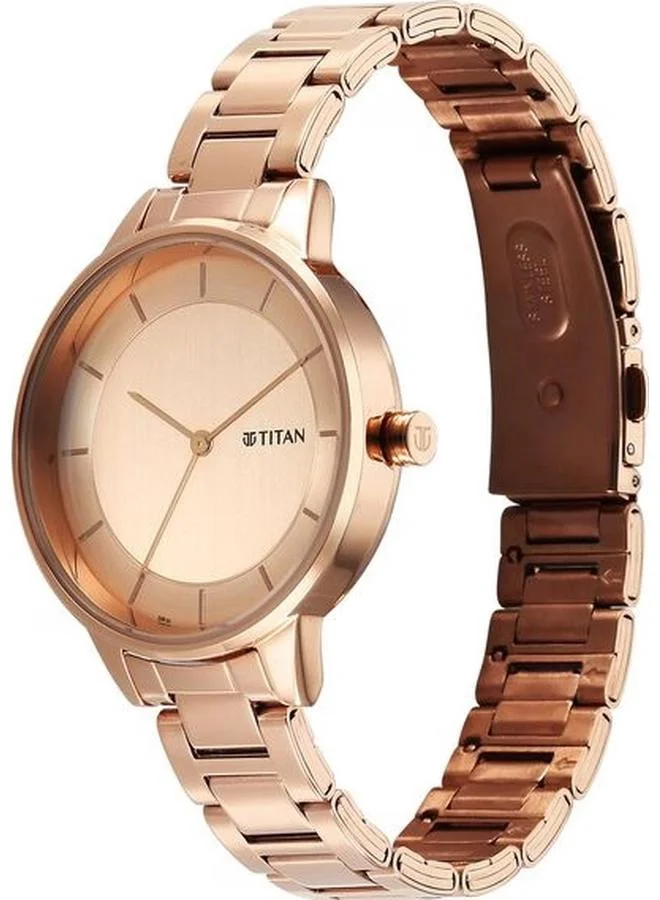 TITAN Women's Analog Display Watch With Rose Gold Stainless Steel Strap - 2648WM06