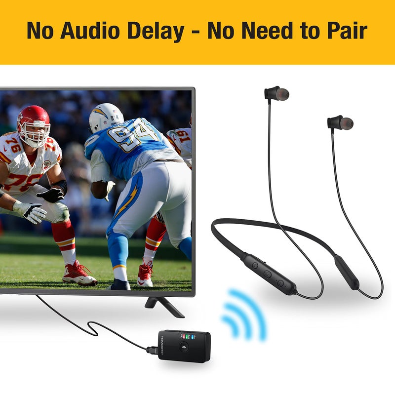 HomeSpot Wireless Neckband Headphones for TV Watching with Bluetooth 5.3 aptX LL Transmitter No Delay Lightweight High Volume Ideal for Seniors 3.5mm Aux RCA TOSLINK Optical - Image 2