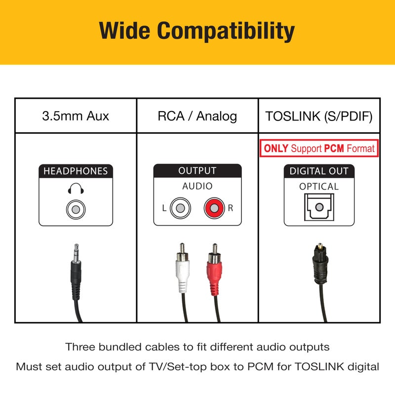 HomeSpot Wireless Neckband Headphones for TV Watching with Bluetooth 5.3 aptX LL Transmitter No Delay Lightweight High Volume Ideal for Seniors 3.5mm Aux RCA TOSLINK Optical - Image 4
